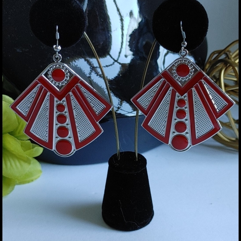 Art Deco Design Metal Earrings